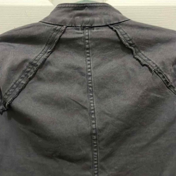 Free People Black Military Double Breasted Ruffle Hem Jacket size small - Picture 6 of 7